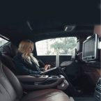 Woman in connected car